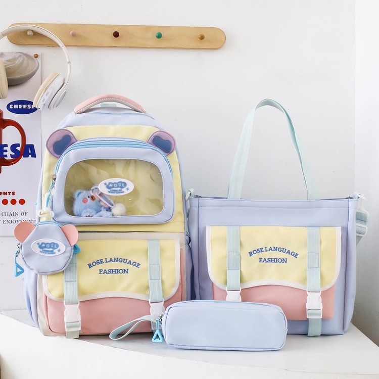 Cute student schoolbag, large-capacity simple bear ear bag, fashionable backpack for junior high school and senior high school, high appearance level backpack Application Scenario