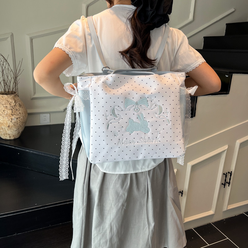 Korean polka dot crossbody bag, cute animal cartoon single-shoulder bag, fashionable and versatile, trendy bucket bag, casual backpack details Picture