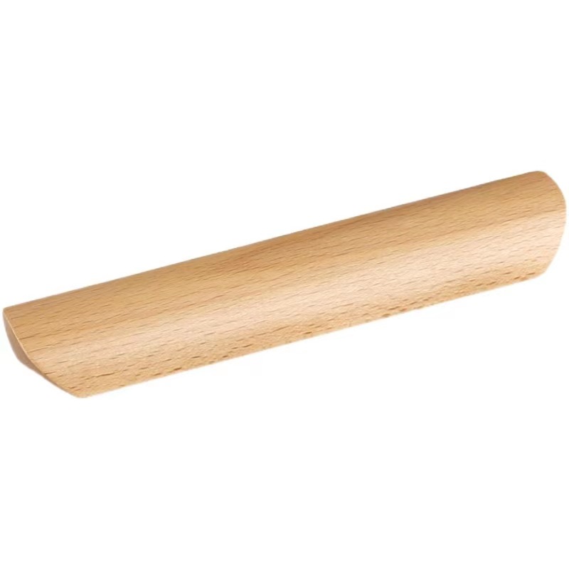 Modern and simple wardrobe door solid wood handle, drawer cabinet sub-handle, beech solid wood clear varnish color wooden small handle Item Picture