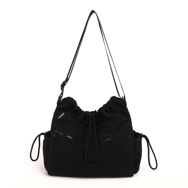 Japanese-style drawstring tote bag for girls, large capacity, niche design, versatile, single-shoulder crossbody bag for morning commuting at 8 a.m Item Picture