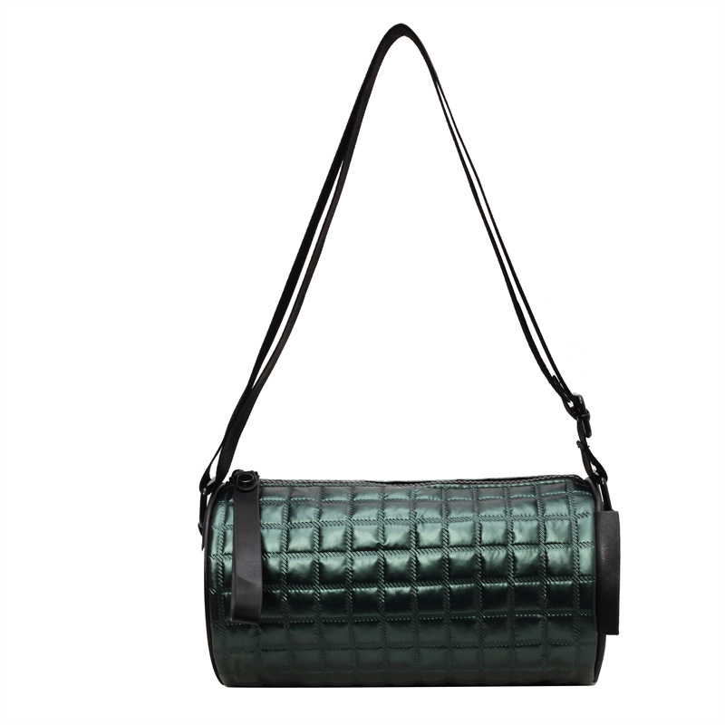 Cross-border cylindrical checkered bag for women, 2024 new style commuting bag, trendy, simple and fashionable couple crossbody bag, sporty small bag Item Picture