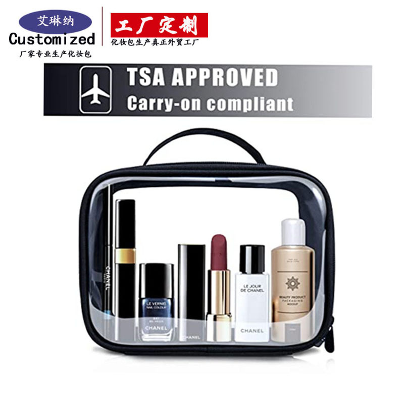 Amazon PVC toiletry bag storage and organization travel cleaning liquid cosmetic bag portable hand-held processing and customization Specification drawing