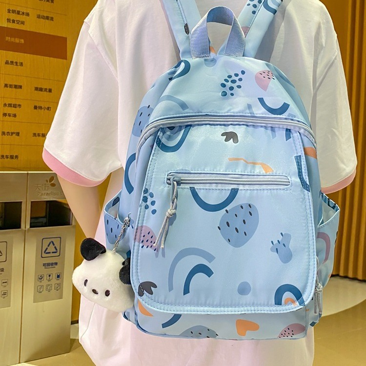 Girls' printed backpack, Korean version of girlish heart, waterproof nylon fabric, trendy college style student small backpack, study tour bag details Picture