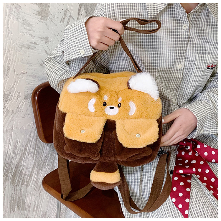 Cute little panda cartoon doll, stylish backpack, Korean-style girl's cute and sweet plush crossbody bag, high appearance level Application Scenario