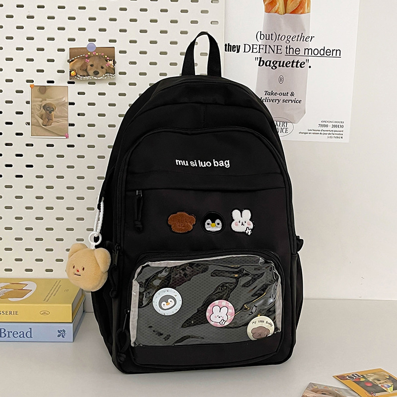 Schoolbag, girls' smug bag, college students' painful bag, niche and simple Instagram, high school and junior high school students' high school large-capacity transparent backpack details Picture
