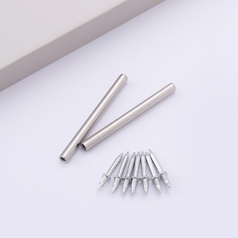 Wholesale skirting board seamless nails, two-end pointed fixed nails, double-edge sealed nails without holes, sleeve iron nails, woodworking sheep horn nails Specification drawing