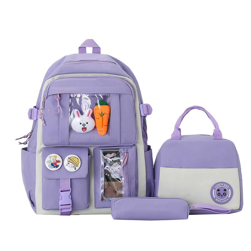 Cross-border Instagram schoolbag for girls, Korean version, large capacity, simple backpack for high school and junior high school, fresh and light outdoor casual backpack Item Picture