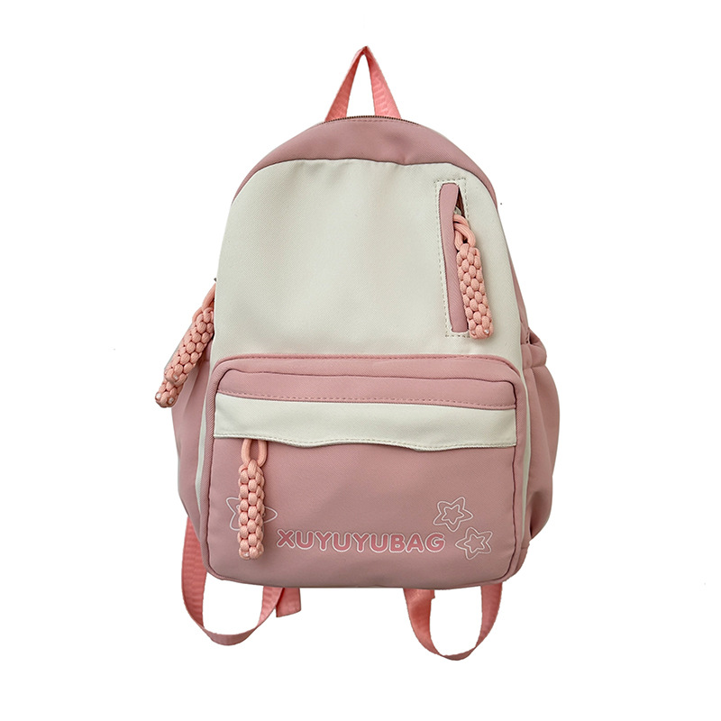 Cross-border color-blocking girl student small backpack, new high appearance level, versatile mini schoolbag, commuter travel bag Item Picture
