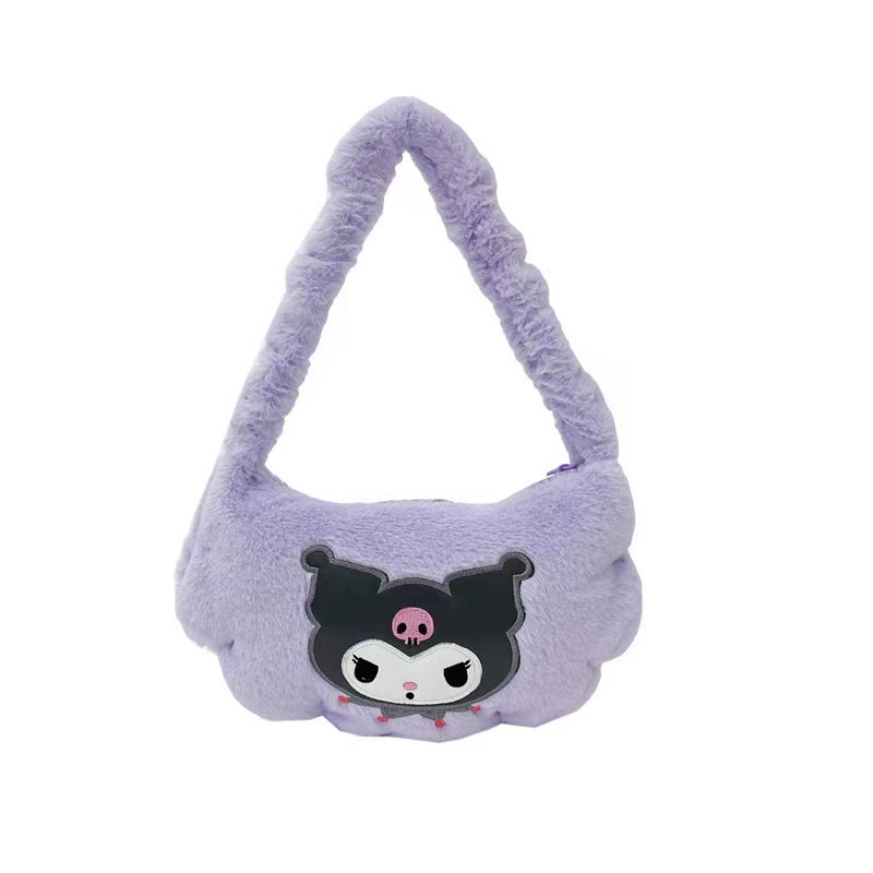 New plush crossbody handbag, cute girl cartoon portable storage bag, single-shoulder bag, fashionable winter bag wholesale Item Picture