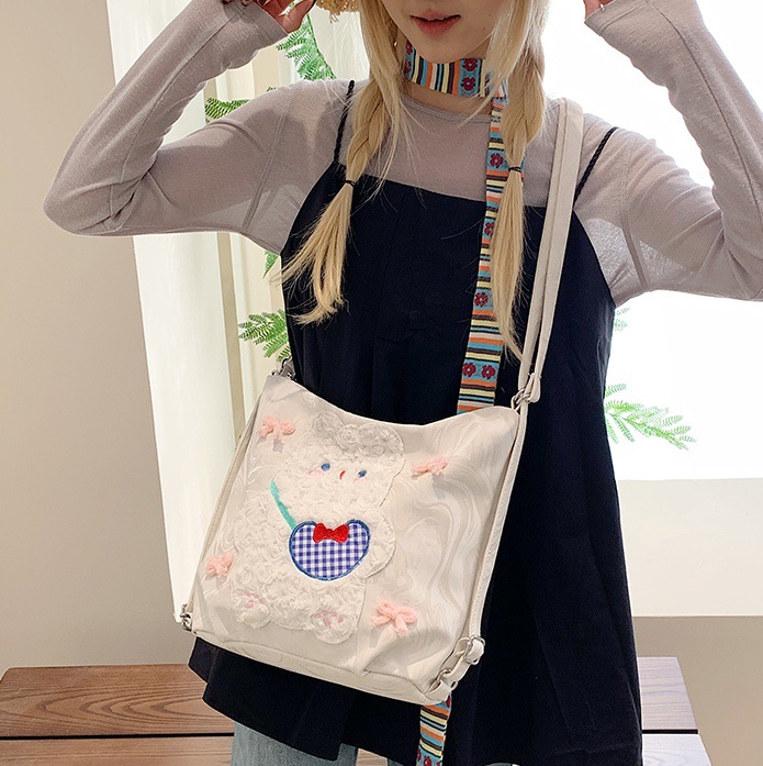 A cute girl's new large-capacity plush cartoon fresh backpack on Instagram, a trendy single-shoulder crossbody bag for commuting full figure