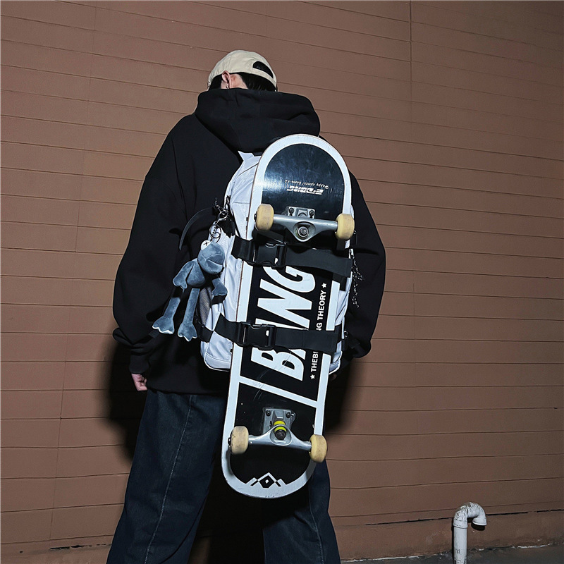 2025 New trendy brand backpacks for men and women, cool backpacks for casual junior high school and college students, and personalized skateboard bags Specification drawing