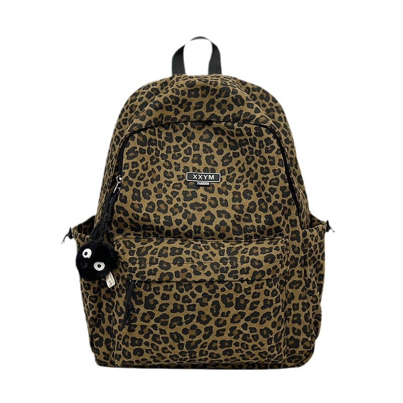 Dark style streetwear leopard print backpacks for men and women, Korean Instagram large-capacity versatile casual student schoolbags for trendy men and women Item Picture