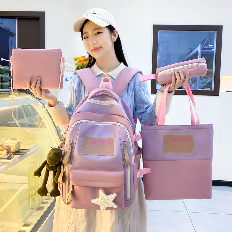 New high-capacity schoolbags for middle and high school students, fashionable and casual color-blocking backpacks for women, and university backpacks for cross-border wholesale details Picture