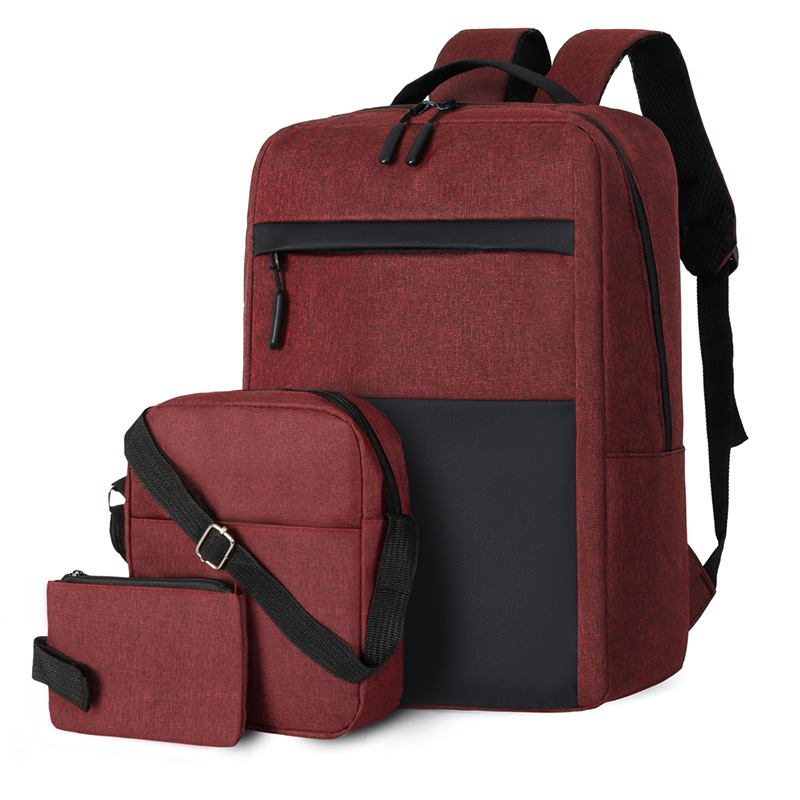 New cross-border men's three-piece backpack, USB business casual computer backpack, large-capacity middle school student schoolbag Specification drawing