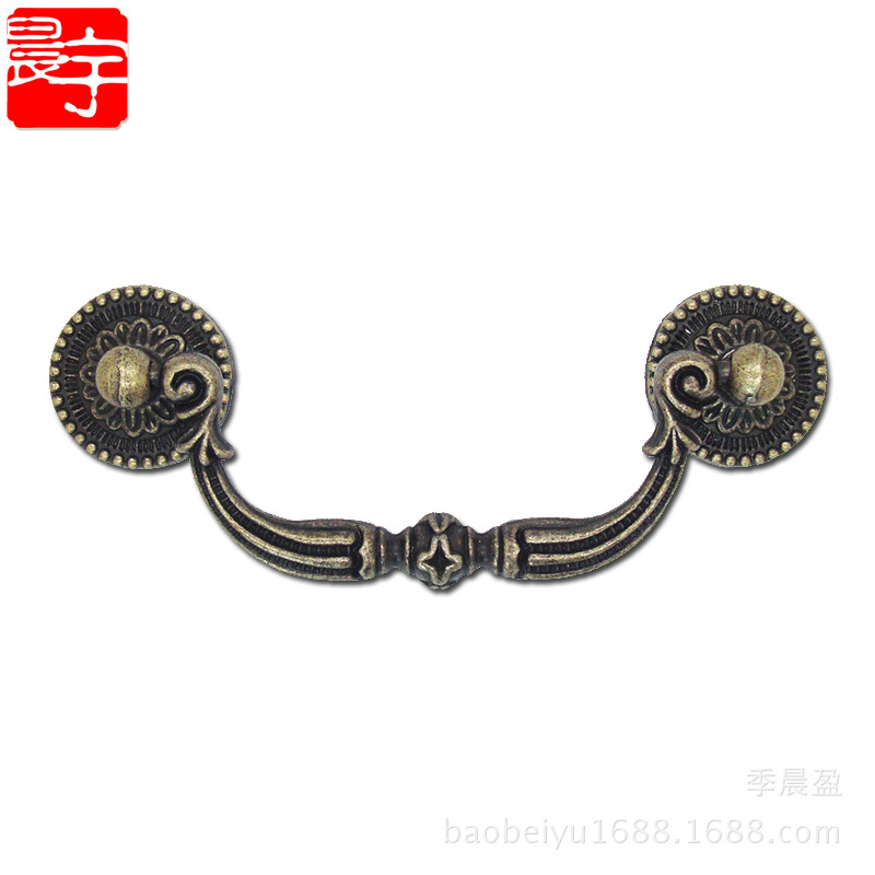 Chengyu K099 Antique European-style drawer handle, retro jewelry box, wooden box handle, zinc alloy hand-held classical handle full figure