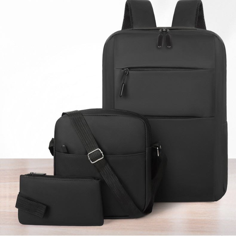 New large-capacity, fashionable men's cross-border backpack, business trip and travel backpack, student three-piece single-shoulder bag details Picture