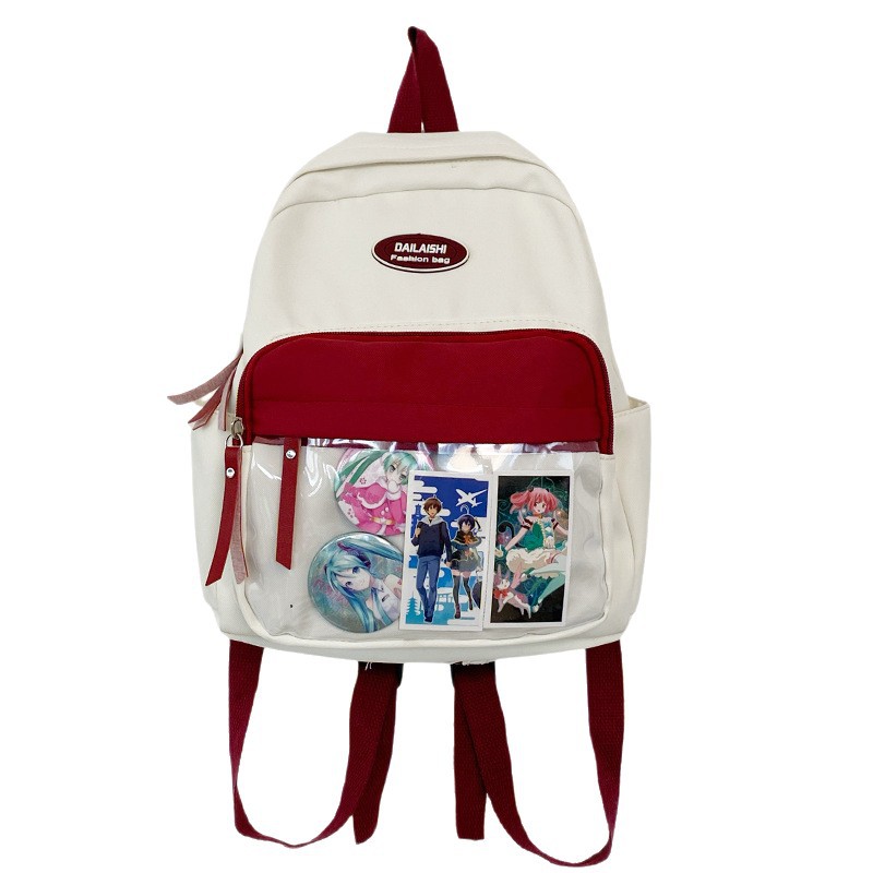 Versatile and cute backpack 2025, large-capacity Japanese-style transparent backpack for girls, Baggy pain bag, kid bag, student schoolbag Item Picture