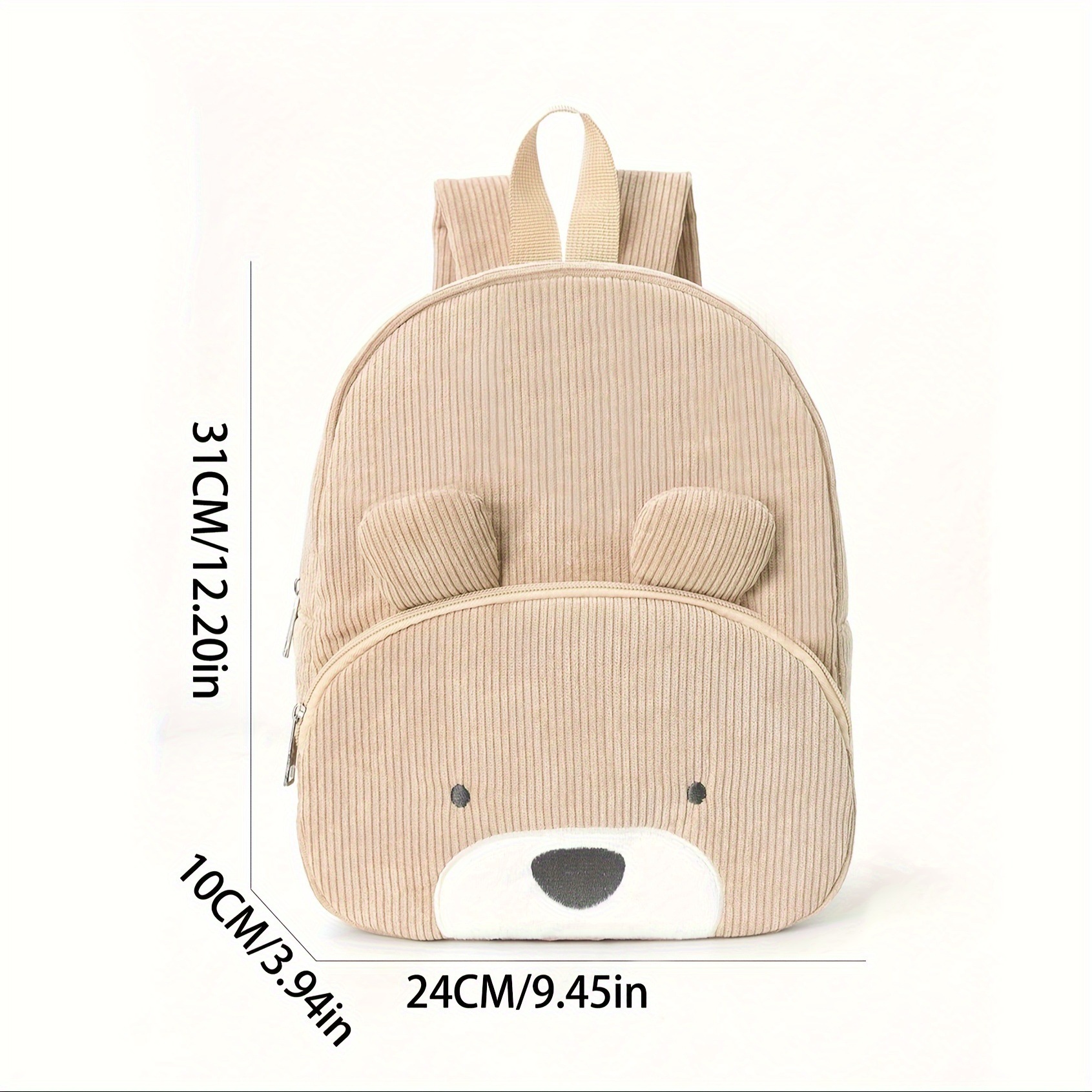 Customized cross-border cute bear backpacks, corduroy primary school bags, fashionable and casual backpacks, cartoon plush bags details Picture