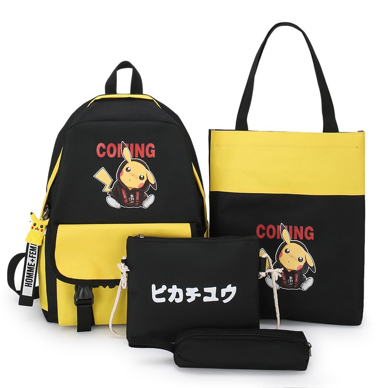 New 3456 grade primary school student schoolbag cartoon printed four-piece backpack, Korean version large-capacity backpack Item Picture