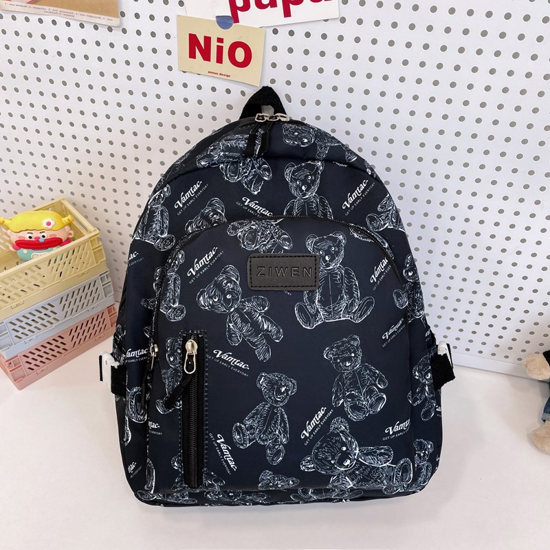 Cute little bear backpack, lightweight and lightweight backpack for primary school students, cartoon schoolbag, travel and study bag, Korean version, high appearance level details Picture