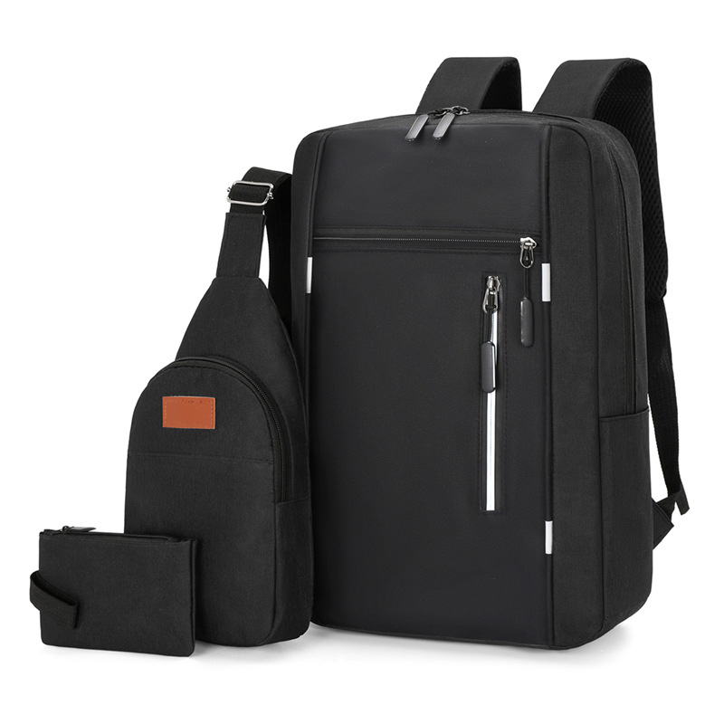 Cross-border business backpack for men, USB charging, multi-functional, simple and large-capacity backpack, three-piece set, college student schoolbag Application Scenario