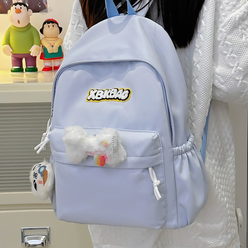 High appearance level, ins style cute middle school schoolbag, casual travel backpack for girls, solid color, simple texture backpack Application Scenario
