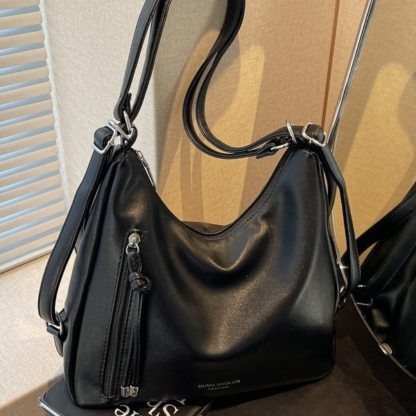 A new cross-border women's bag with a PU fashion, large capacity, multi-zipper design, single-shoulder crossbody bag, simple and versatile casual backpack details Picture