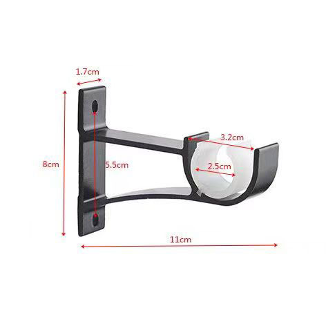 Curtain rod, Roman rod, aluminum alloy curtain track rod, single rod thickened silent bracket accessory, side installation and top installation details Picture