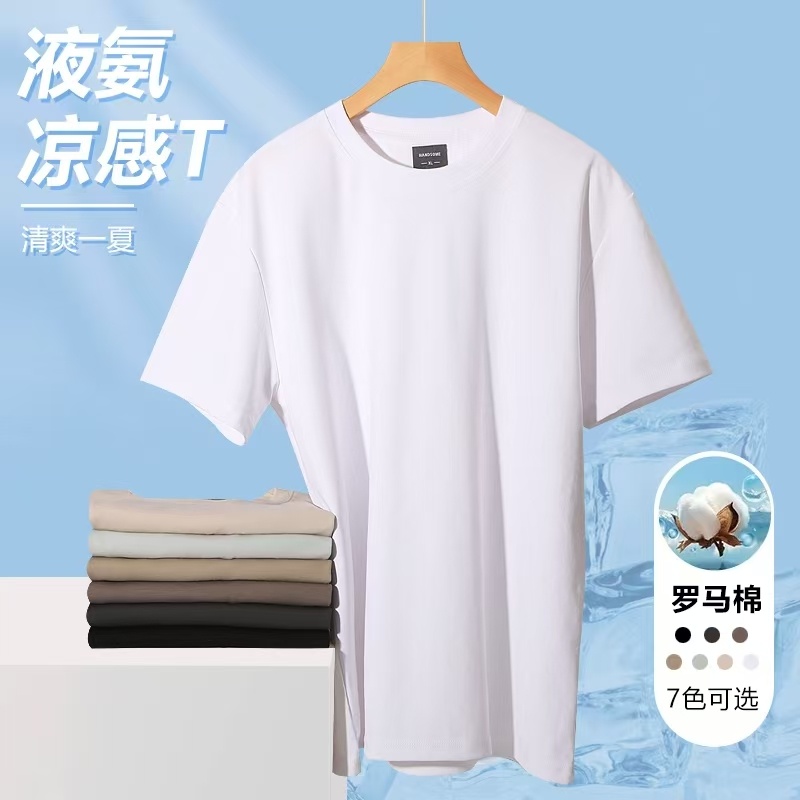 Cross-border 210/㎡ 50-count double-yarn Rowan Roman cotton men's and women's same style short-sleeved T-shirt advertising shirt Men's casual wear cultural shirt advertising shirt T-shirt style novel, comfortable and breathable short-sleeved detail image 7