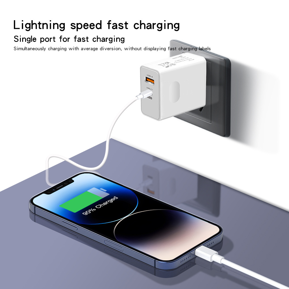 120W super fast charging flash charging European and American standard mobile phone charger, suitable for Apple 15, Huawei and Xiaomi charging heads details Picture