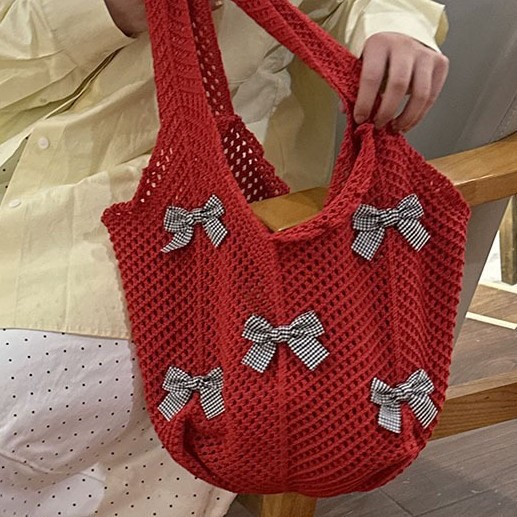 Cross-border European and American single-shoulder bags, women's underarm bags, women's woven tote bags, 2024 new Korean-style versatile knitted bags details Picture