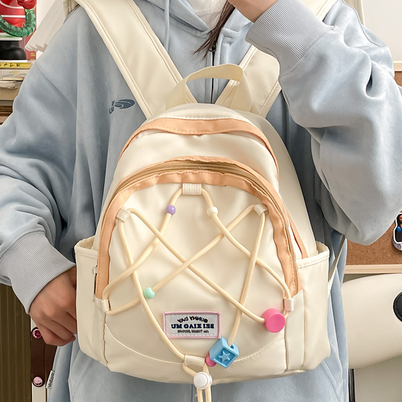Cross-border fresh and cute girl's small schoolbag, small backpack, simple color contrast, light backpack for kindergarten and primary school students full figure
