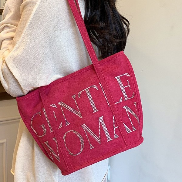 Large-capacity bag for women, spring and summer, casual and high-end, 2025 new versatile sequined fabric bag, fashionable letter-shaped tote bag Specification drawing