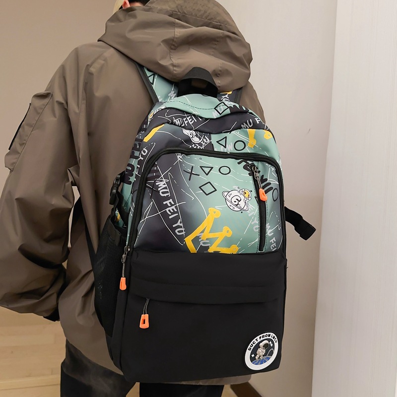 New cross-border student backpack, Korean style fashionable and trendy letter schoolbag, casual large-capacity travel backpack Application Scenario