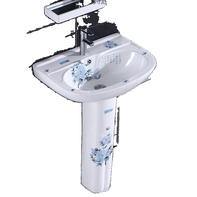 The column basin is a household washbasin cabinet set with a one-piece ceramic column washbasin. It is a floor-standing bathroom for small apartments Item Picture