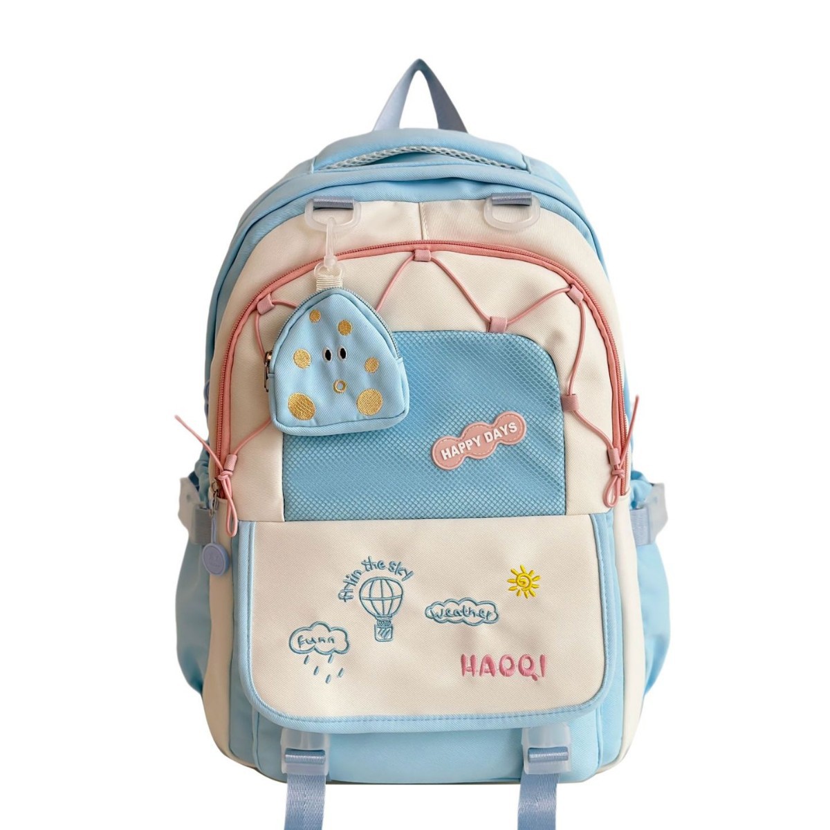 2024 Niche, simple, fresh, lightweight bag, versatile, large capacity, college style, contrasting colors, small backpack for middle and high school shoulders Item Picture