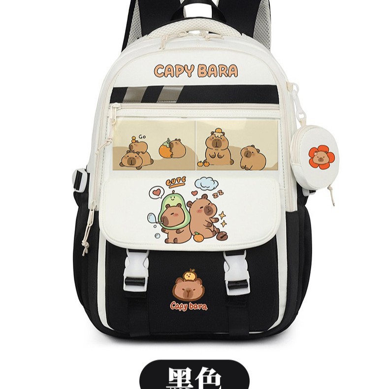 Primary school students' schoolbags, cartoon capybaras, 4-6 grade backpacks, large-capacity load-reducing backpacks, pain bags for junior and senior high school students details Picture