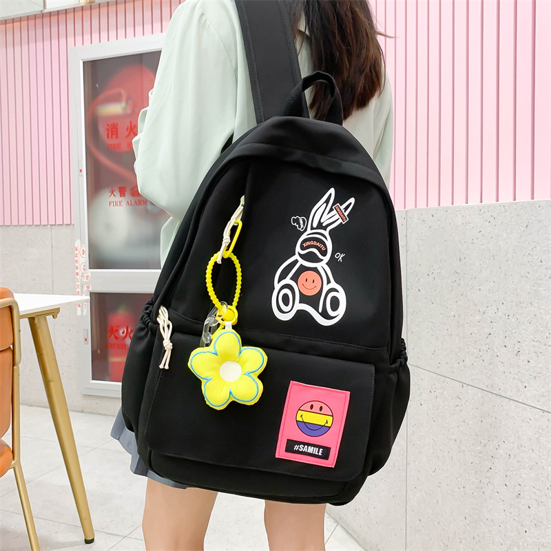 Wholesale of new cute cartoon schoolbags for middle school students, Korean version of simple schoolbags for college birthdays details Picture
