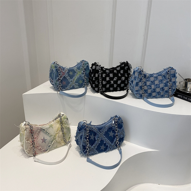 Denim underarm bag for women 2024 autumn/Winter new trendy and niche design single-shoulder bag, fashionable and versatile canvas crossbody bag Application Scenario