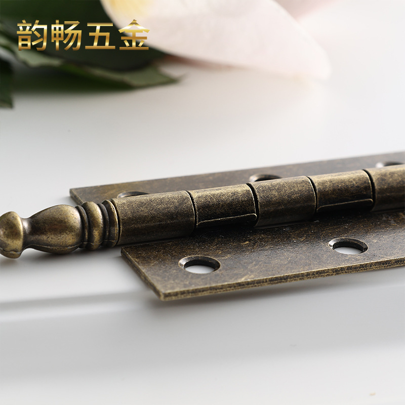 Small vintage head hinge hinge wooden box 6-hole flat hinge gift box packaging hinge alloy head flat hinge mother and daughter Specification drawing