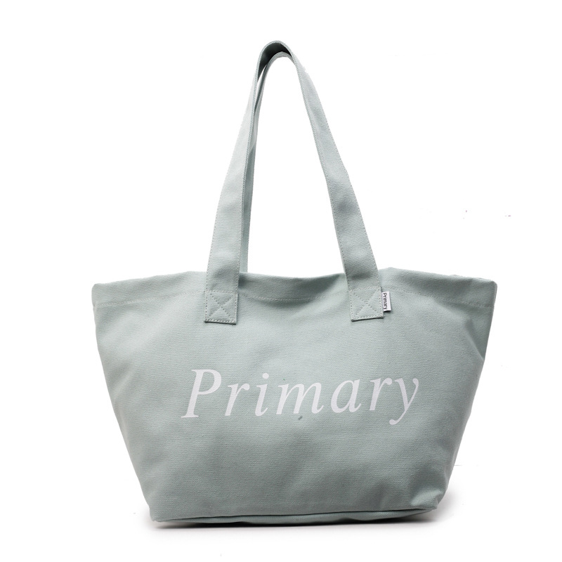 New cross-border large-capacity canvas bag for women 2025, new candy-colored casual letter-printed single-shoulder tote bag Item Picture