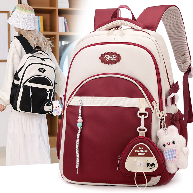 High-quality schoolbag with large capacity and high appearance level, Korean version of ins Academy style, 3-5 grade primary school spine support backpack full figure