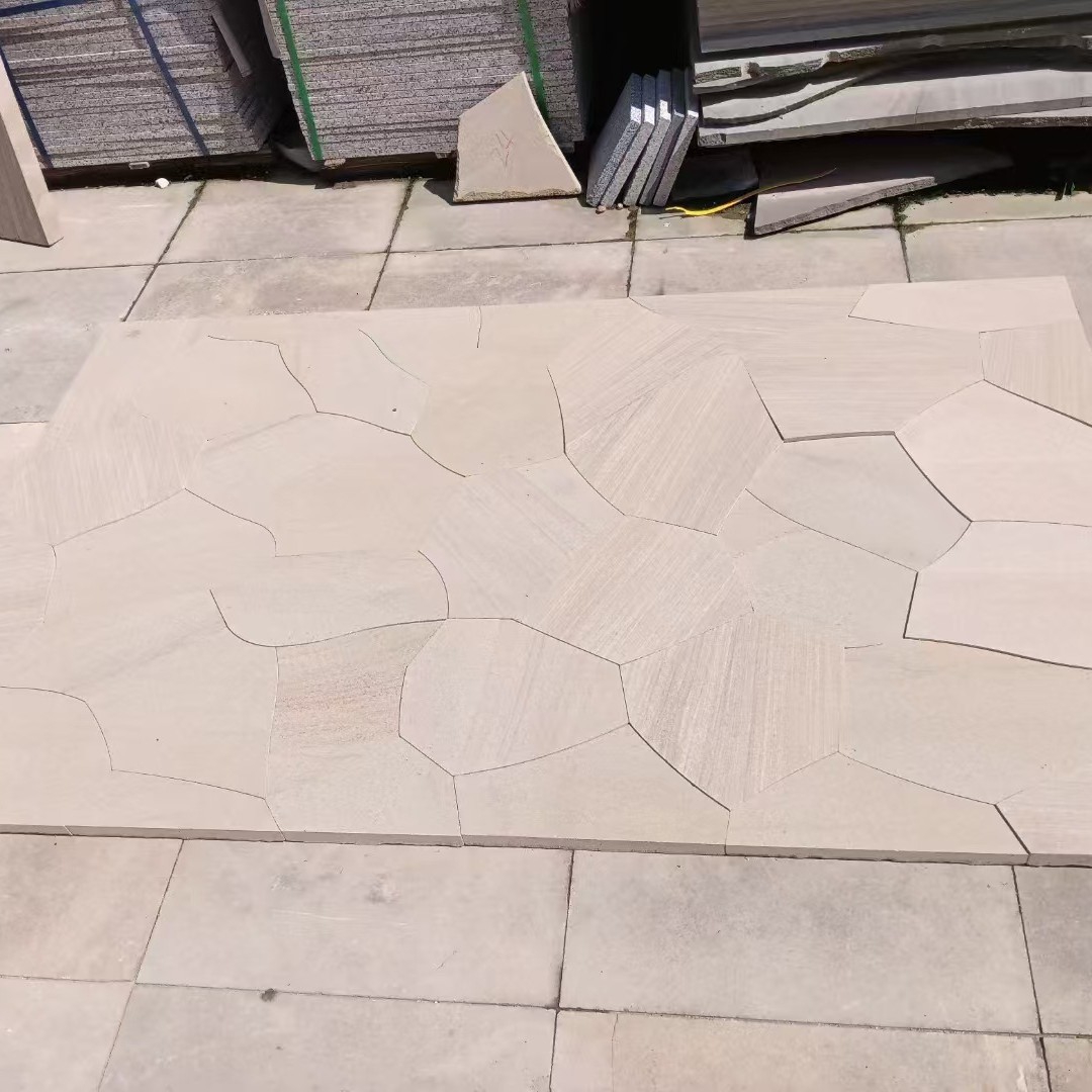 Seamless background wall art wall with hard yellow sandstone and lychee face carvings from Shandong Application Scenario