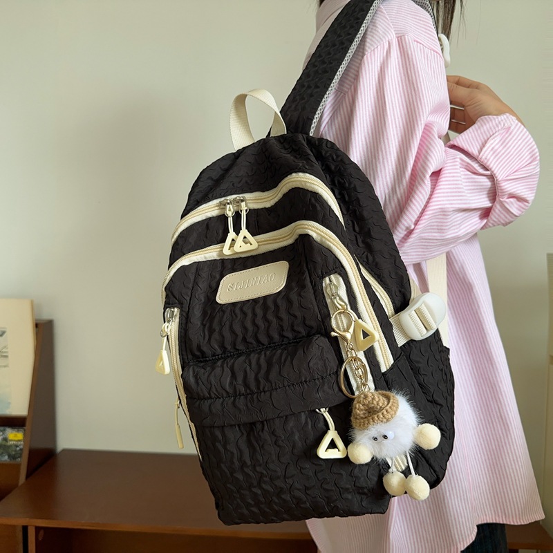 New cross-border schoolbag for girls, simple school style, large capacity backpack for junior high school, senior high school and primary school students, Korean version travel backpack full figure