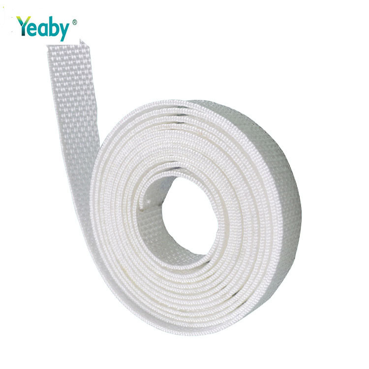 Factory direct supply of 14mm white polyester woven tape for roller shutter door and window accessories, with a hand-pulled rope for the retraction and extension of the curtain details Picture