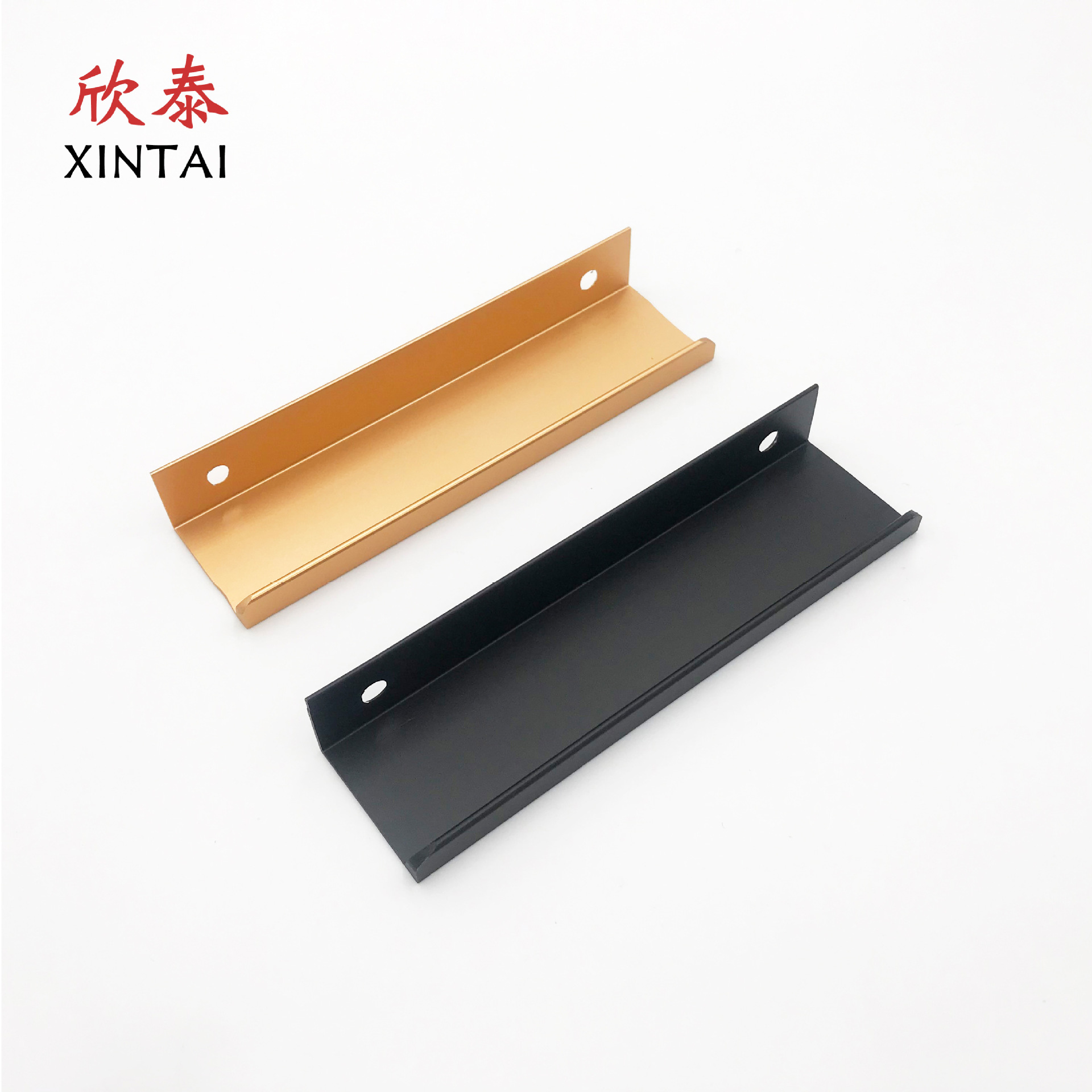 Modern and simple invisible cabinet, black and gold door handle, aluminum alloy handle, cabinet door edge sealing, no need for opening holes, extended door handle details Picture