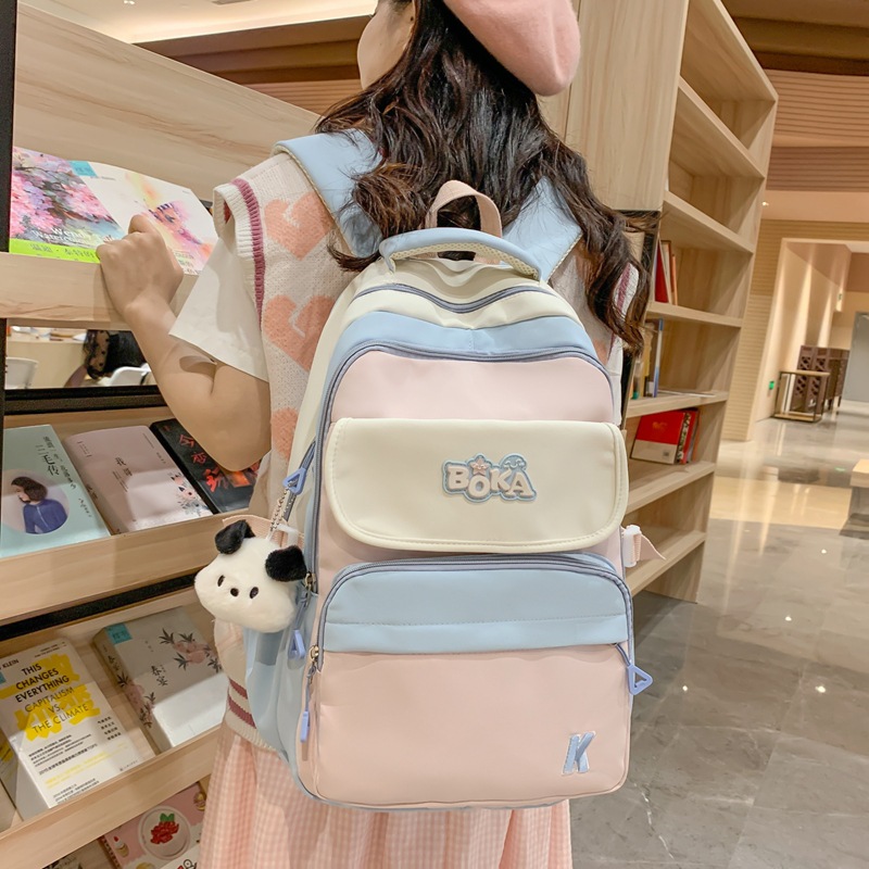 A large-capacity, multi-compartment, lightweight and simple backpack for female college students, a travel computer backpack for junior high school and senior high school students details Picture