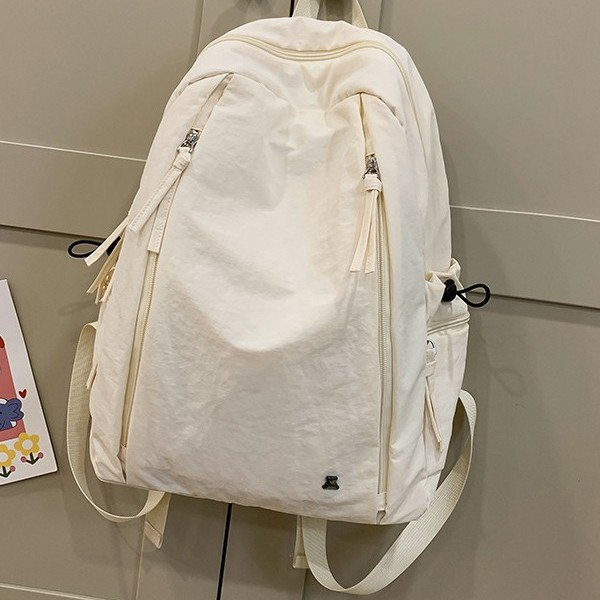 Cute student schoolbag, large-capacity backpack, solid color, versatile new bag, outdoor backpack, unisex backpack full figure