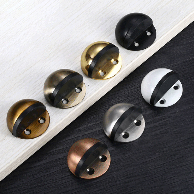 Stainless steel door top turtle top, no need for drilling, silent metal hemispherical door stopper, anti-collision thickened rubber door stop details Picture