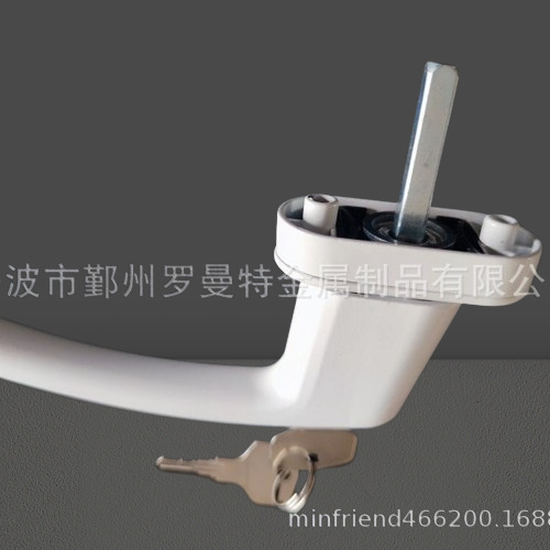 Window handle with key, window handle with lock, German window handle Specification drawing